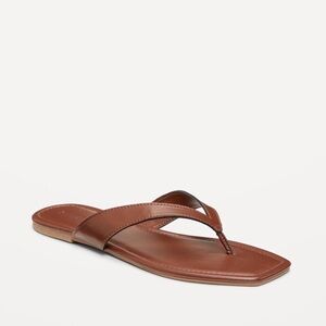 Old Navy Faux Leather Square Toe Thong Sandals SZ 8